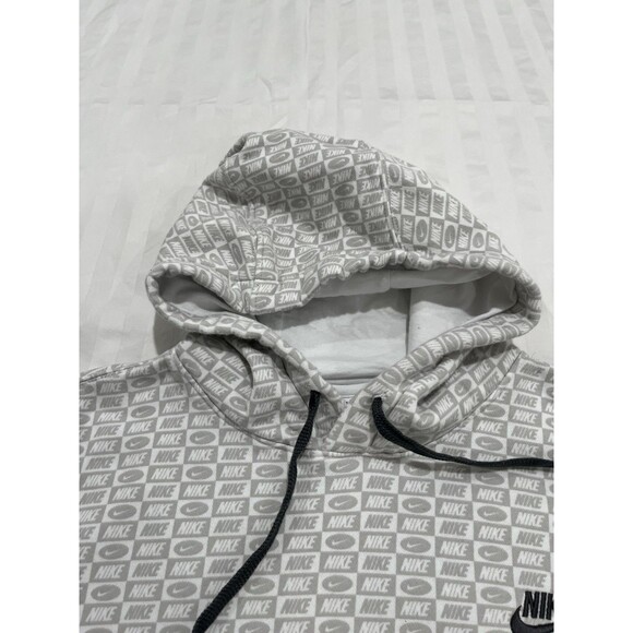 Nike All Over Print Hoodie Hooded Sweatshirt Size Medium White Gray - Picture 6 of 10
